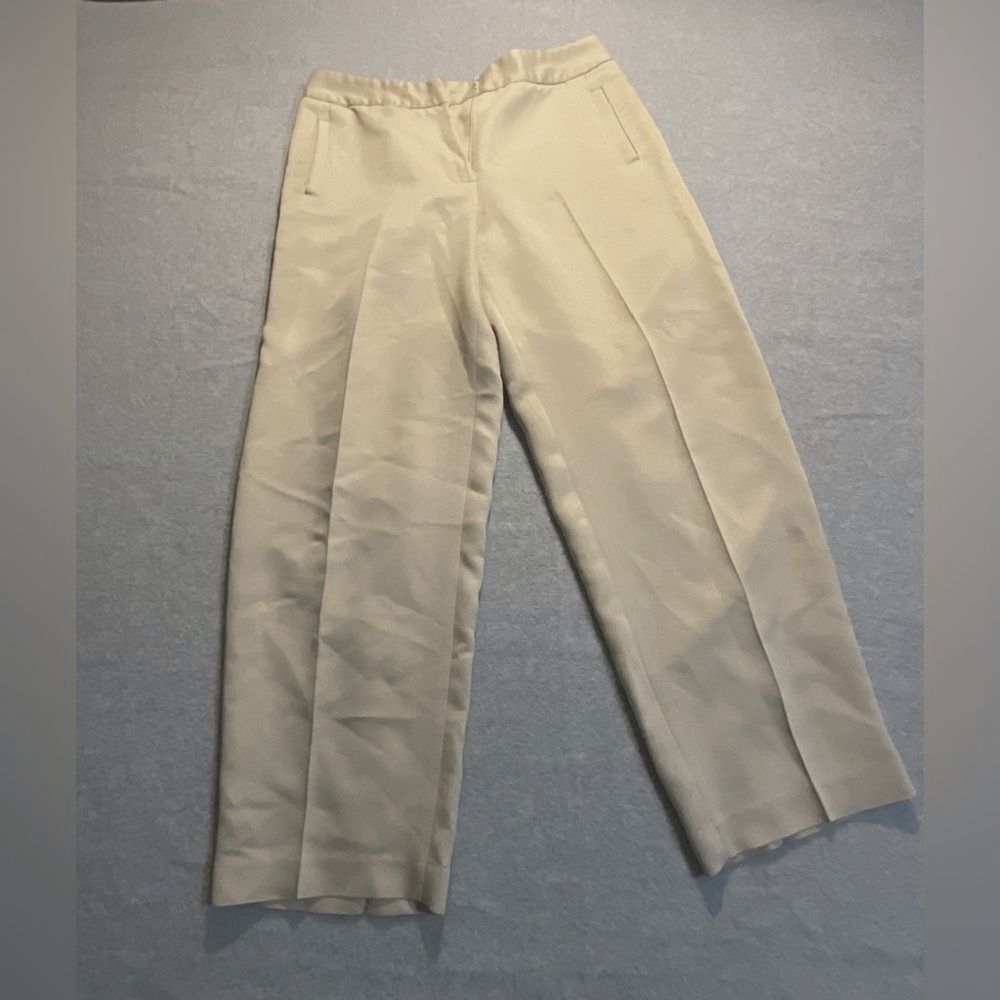 Talbots Petites Khaki Wide Leg Trousers Tencel Blend Fluid Workwear Tan Size 8P